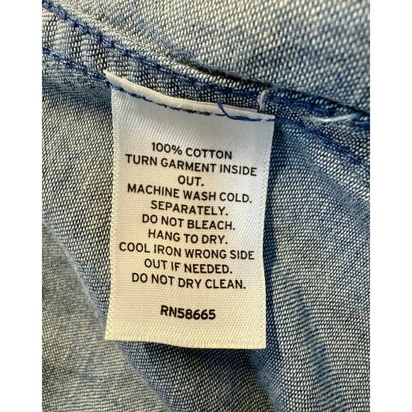 Caslon Button Down Chambrey Denim Long Sleeve Blouse Size S - Picture 4 of 5